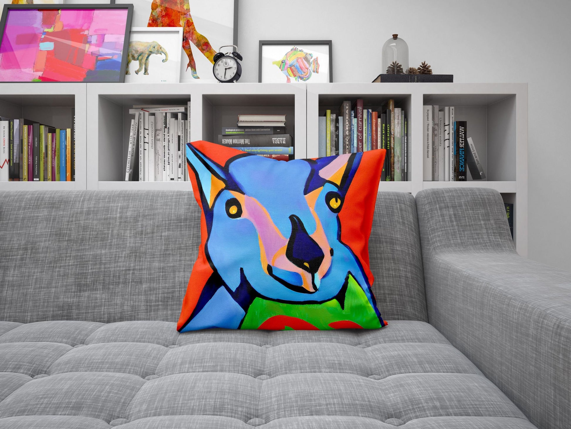 Australian Wildlife Kangaroo Pillow Case, Abstract Throw Pillow Cover, Artist Pillow, Large Pillow Cases, Housewarming Gift, Sofa Pillows