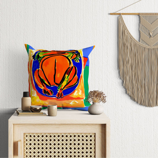 Thanksgiving Roast Turkey Original Art Throw Pillow, Abstract Pillow Case, Artist Pillow, Colorful Pillow Case, Modern Pillow