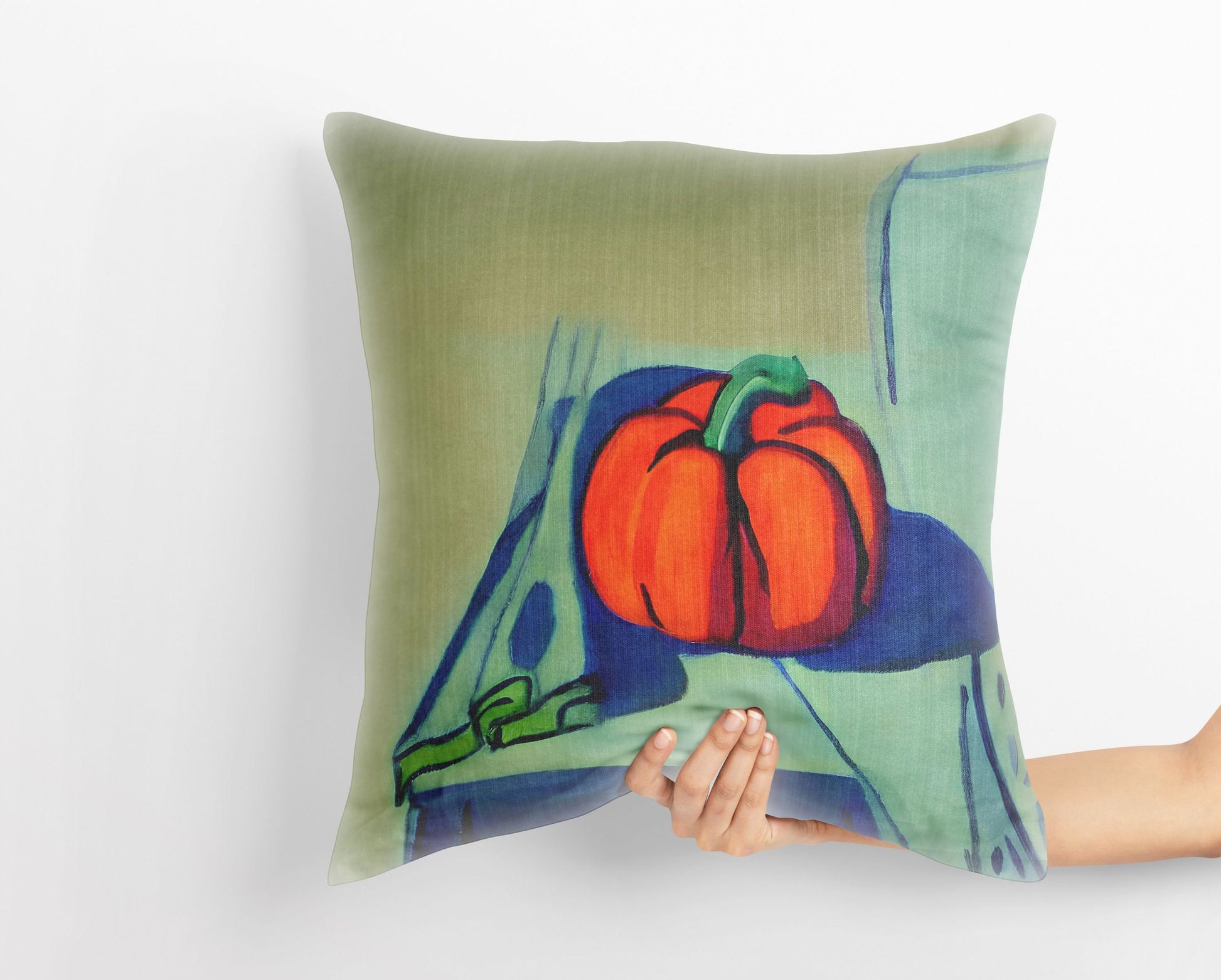 Pumpkin Halloween Original Art Pillow Case, Abstract Throw Pillow Cover, Designer Pillow, Colorful Pillow Case, Watercolor Pillow Cases