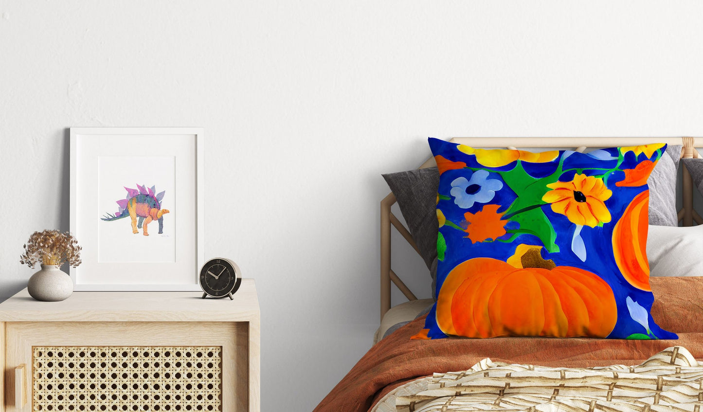 Pumpkins Halloween Original Art Throw Pillow, Abstract Pillow, Original Art Pillow, Colorful Pillow Case, Home Decor Pillow, Sofa Pillows