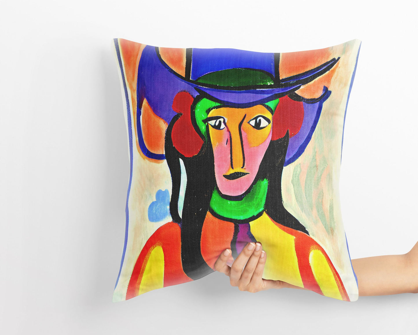 Abstract Girl In A Hat Toss Pillow, Abstract Pillow Case, Artist Pillow, Modern Pillow, Square Pillow, Christmas Pillow, Abstract Decor