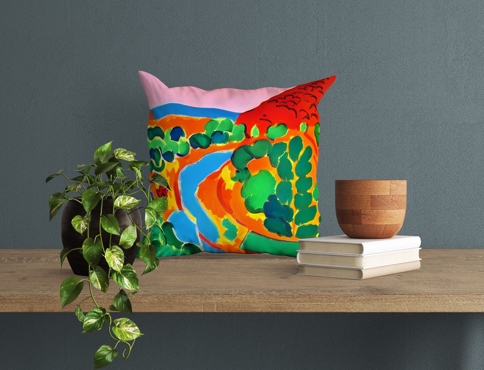 Abstract Landscape Toss Pillow, Abstract Pillow Case, Art Pillow, Colorful Pillow Case, Watercolor Pillow Cases, Square Pillow, Home Decor