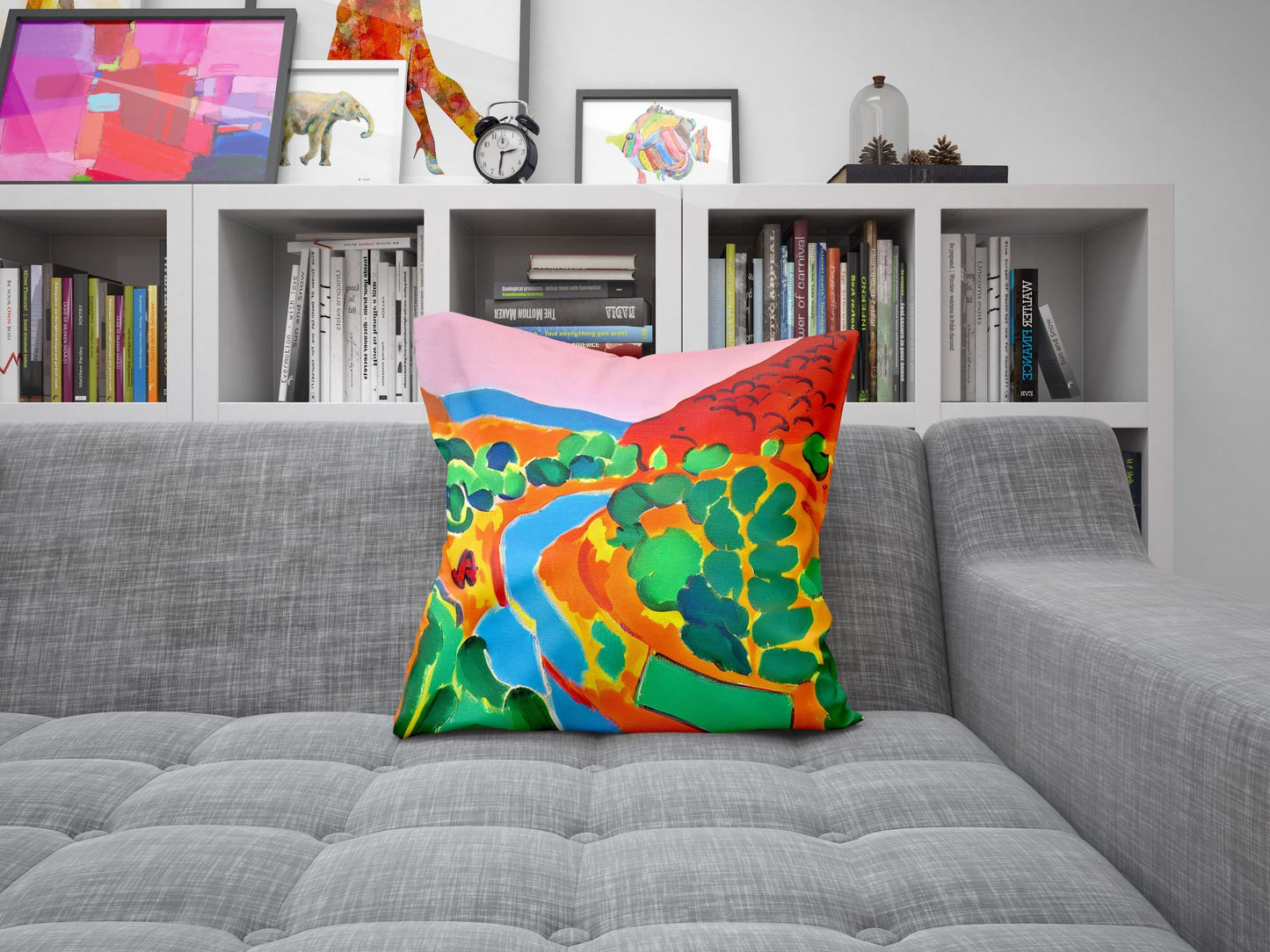 Abstract Landscape Toss Pillow, Abstract Pillow Case, Art Pillow, Colorful Pillow Case, Watercolor Pillow Cases, Square Pillow, Home Decor