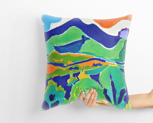 Abstract Landscape With Hills Decorative Pillow, Abstract Throw Pillow Cover, Designer Pillow, Watercolor Pillow Cases, Abstract Decor