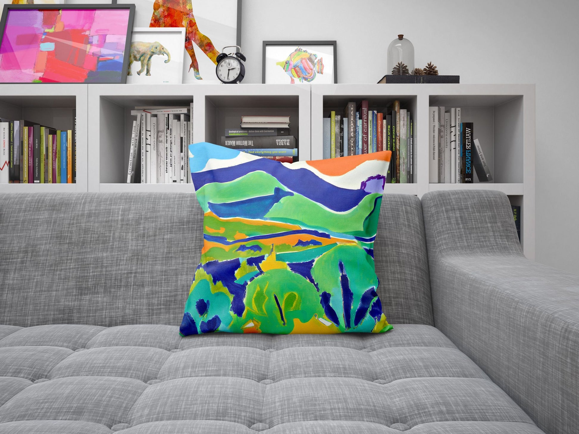 Abstract Landscape With Hills Decorative Pillow, Abstract Throw Pillow Cover, Designer Pillow, Watercolor Pillow Cases, Abstract Decor