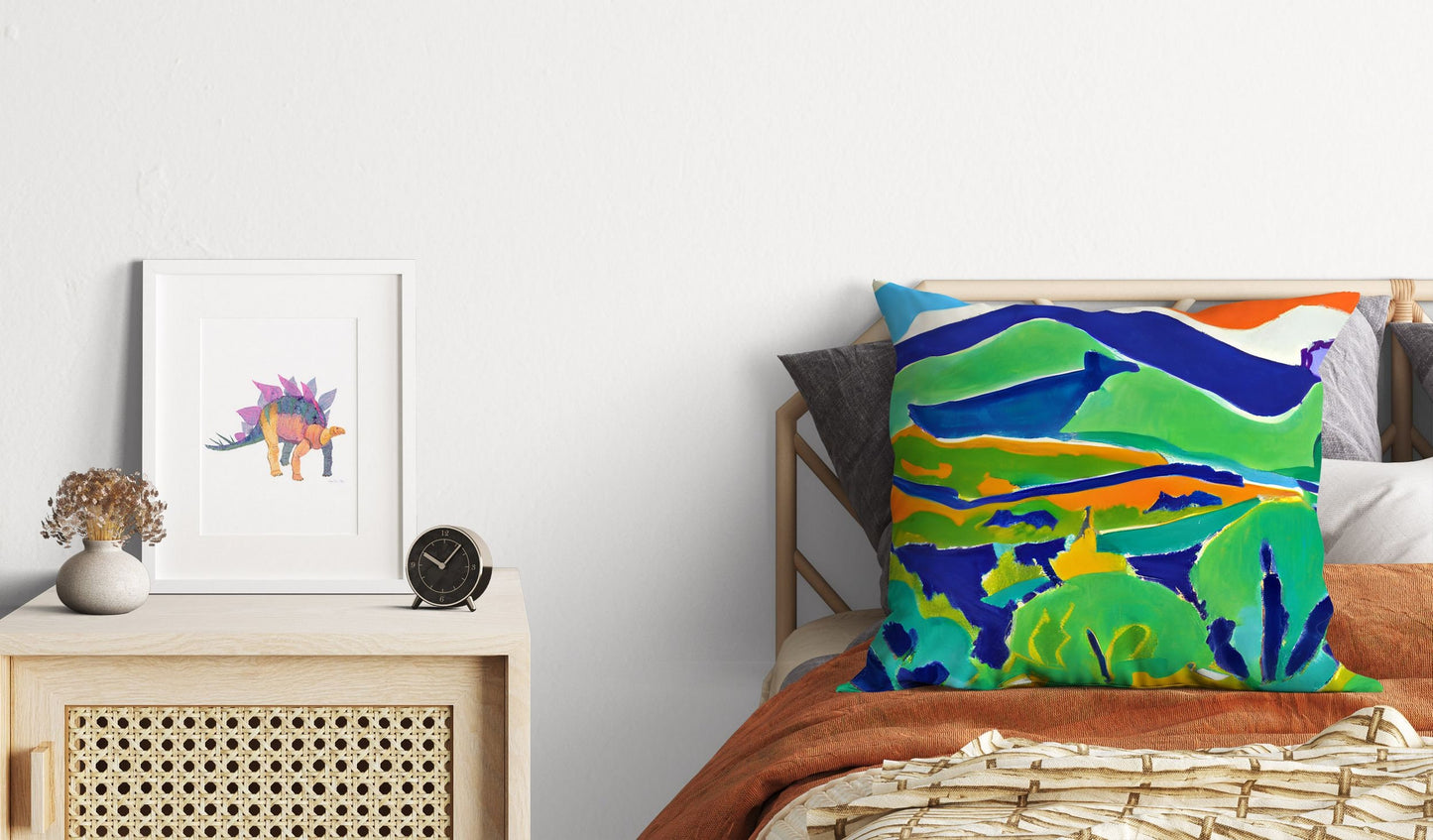 Abstract Landscape With Hills Decorative Pillow, Abstract Throw Pillow Cover, Designer Pillow, Watercolor Pillow Cases, Abstract Decor