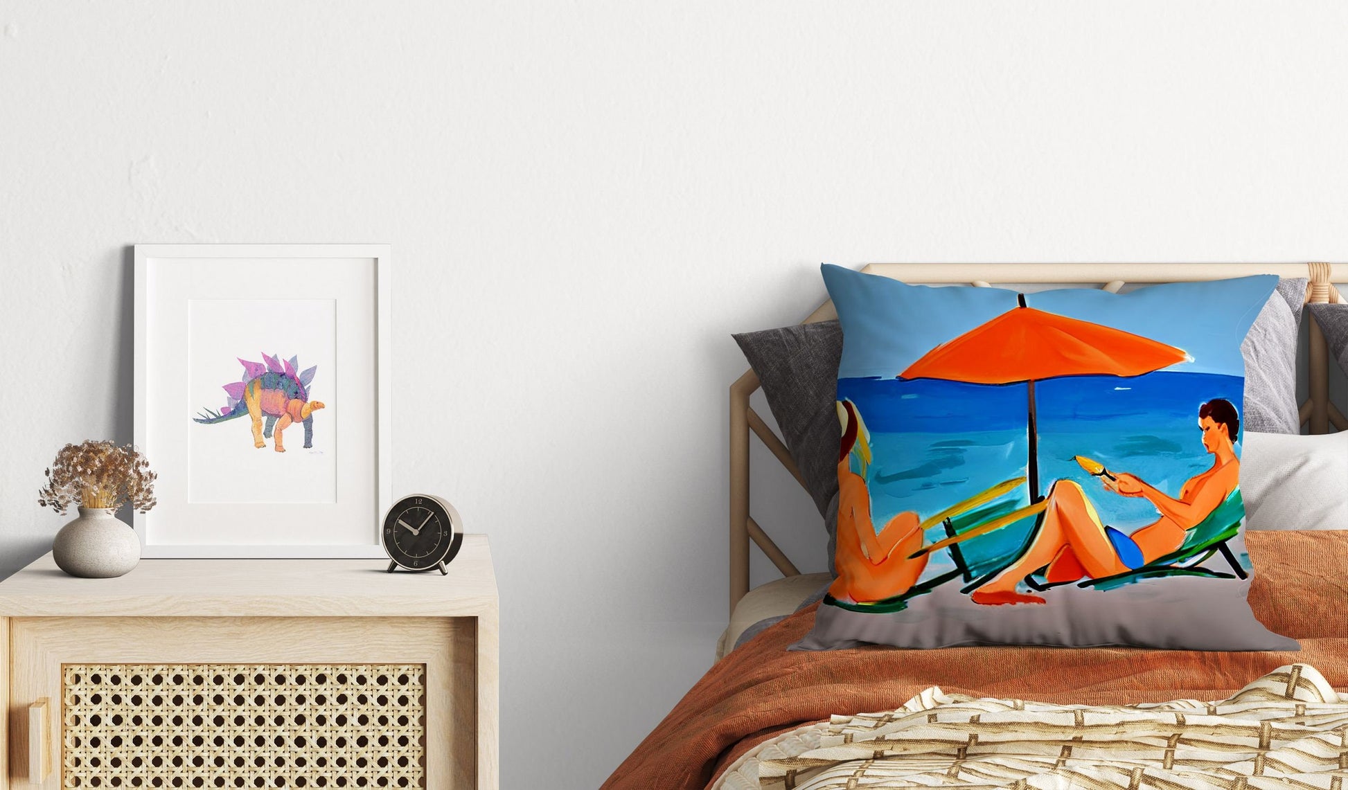 Girls Sunbathing By The Sea Decorative Pillow, Abstract Throw Pillow, Designer Pillow, Colorful Pillow Case, Watercolor Pillow Cases