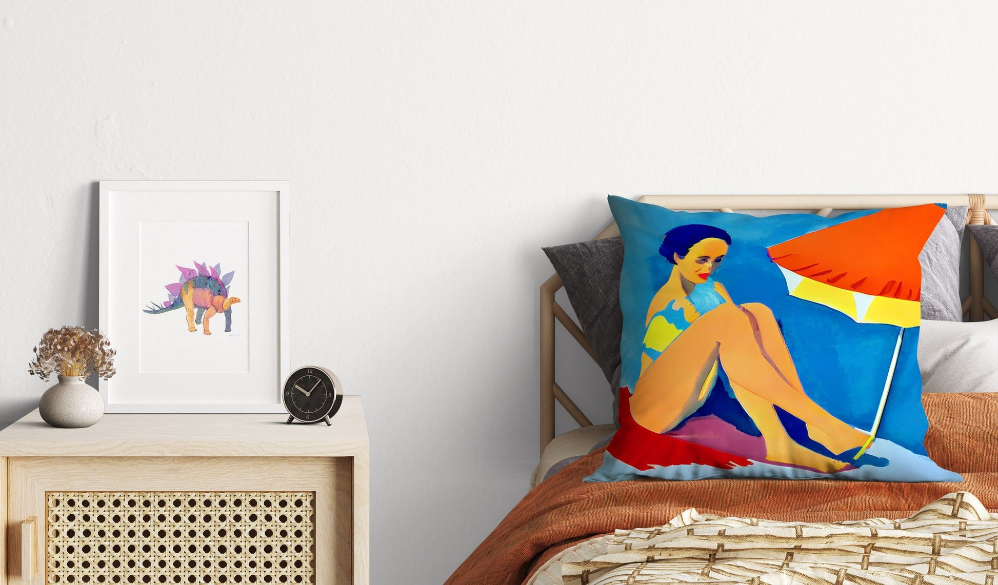 Girl Sunbathing By The Sea Throw Pillow Cover, Abstract Throw Pillow, Designer Pillow, Home Decor Pillow, Abstract Decor