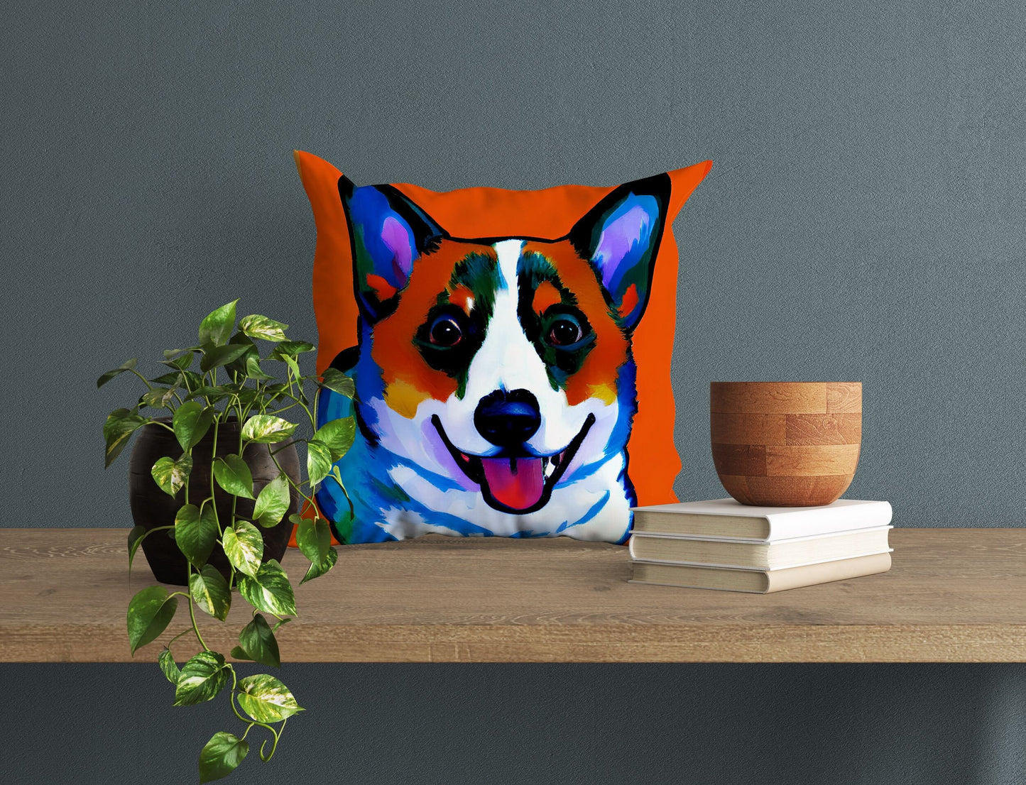 Corgi Dog Original Art Tapestry Pillows, Abstract Art Pillow, Designer Pillow, Square Pillow, Home Decor Pillow, Holiday Gift