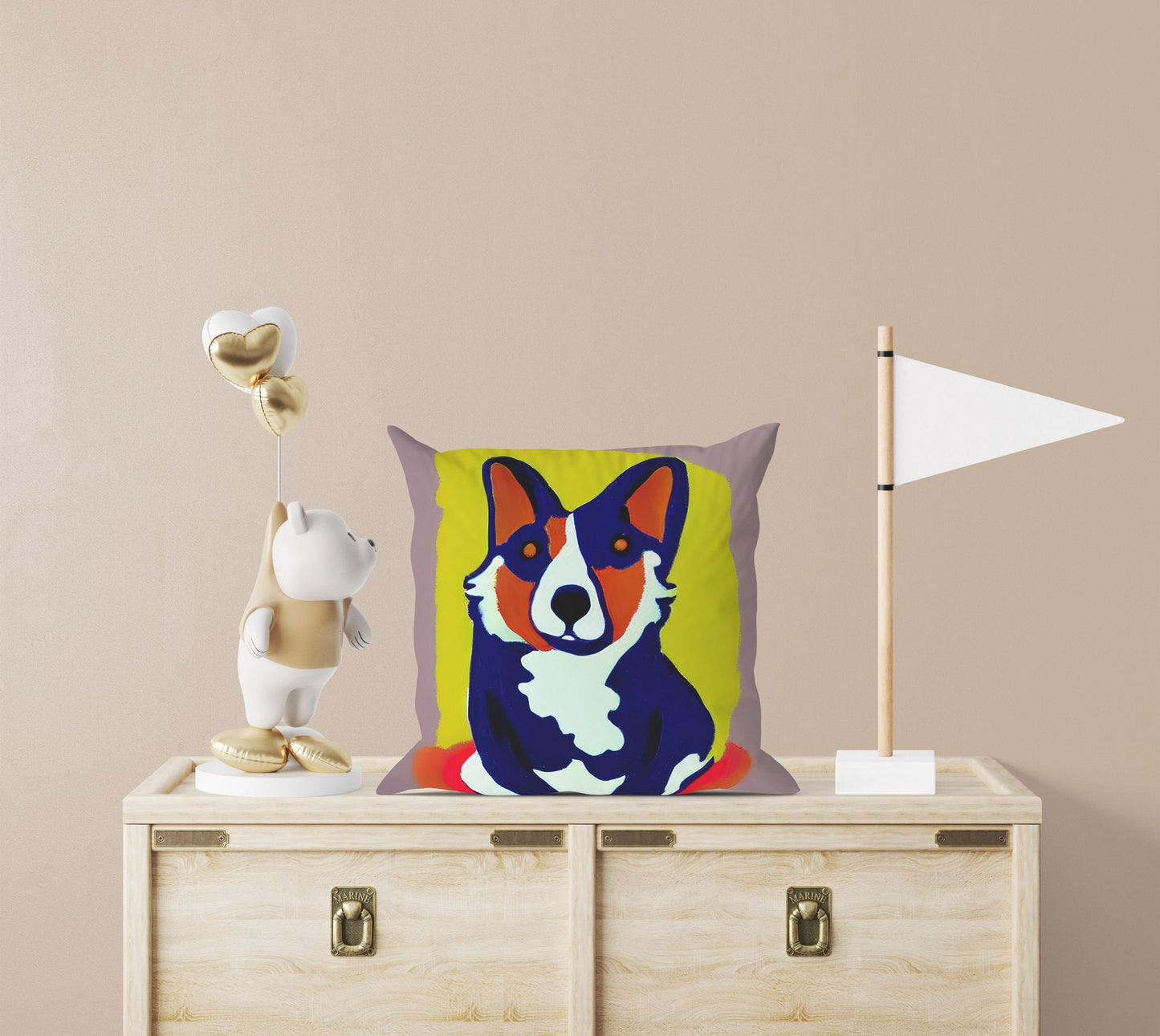 Corgi Dog Original Art Decorative Pillow, Abstract Throw Pillow Cover, Modern Pillow, Large Pillow Cases, Farmhouse Pillow, Sofa Pillows