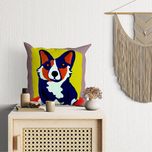 Corgi Dog Original Art Decorative Pillow, Abstract Throw Pillow Cover, Modern Pillow, Large Pillow Cases, Farmhouse Pillow, Sofa Pillows