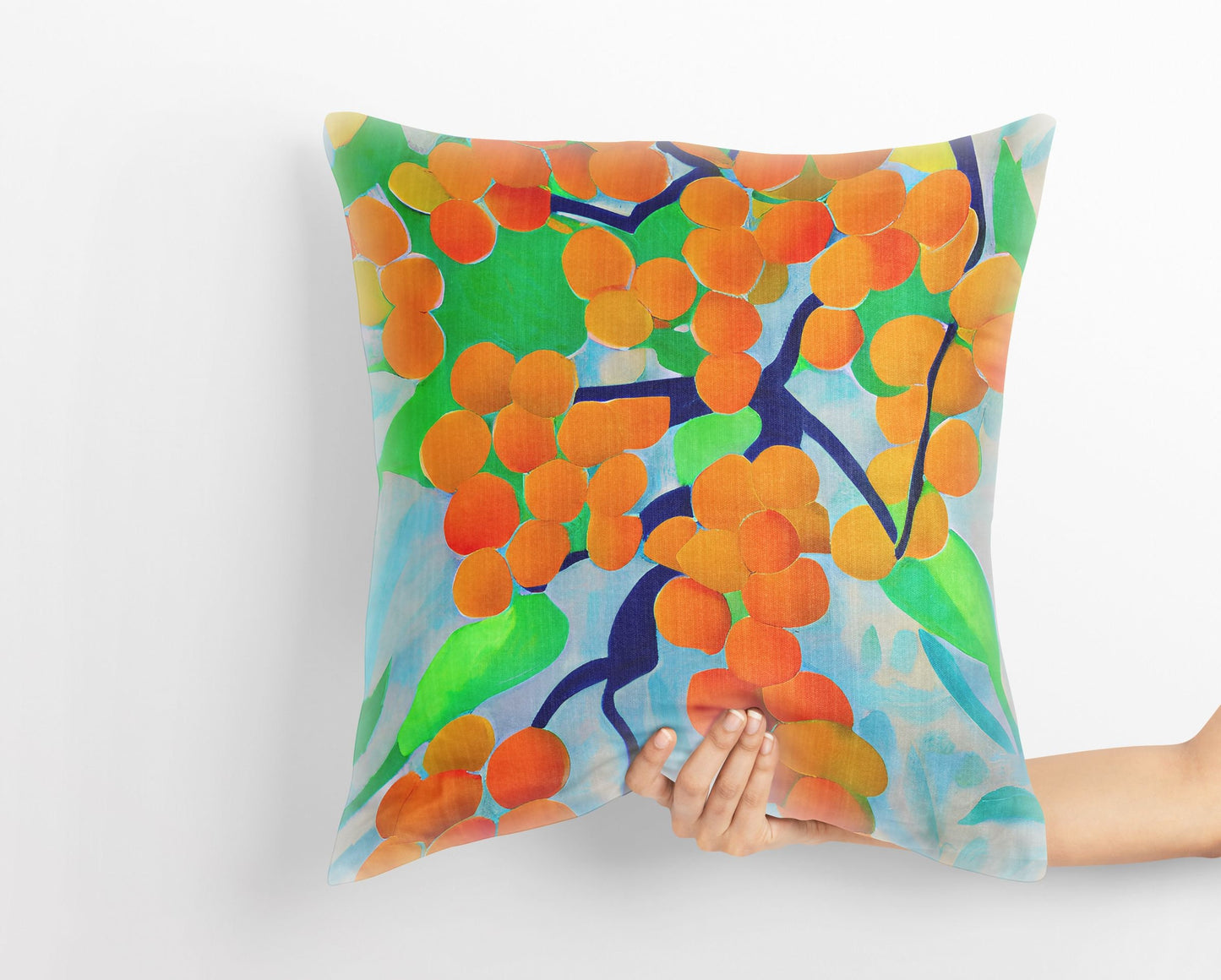 Tree Full Of Fruit Decorative Pillow, Abstract Throw Pillow Cover, Original Art Pillow, Colorful Pillow Case Home Decor Pillow, Sofa Pillows