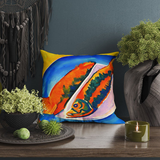 Pan-Fried Fishes Throw Pillow Cover, Abstract Pillow Case, Designer Pillow, Colorful Pillow Case, Housewarming Gift, Nursery Pillow