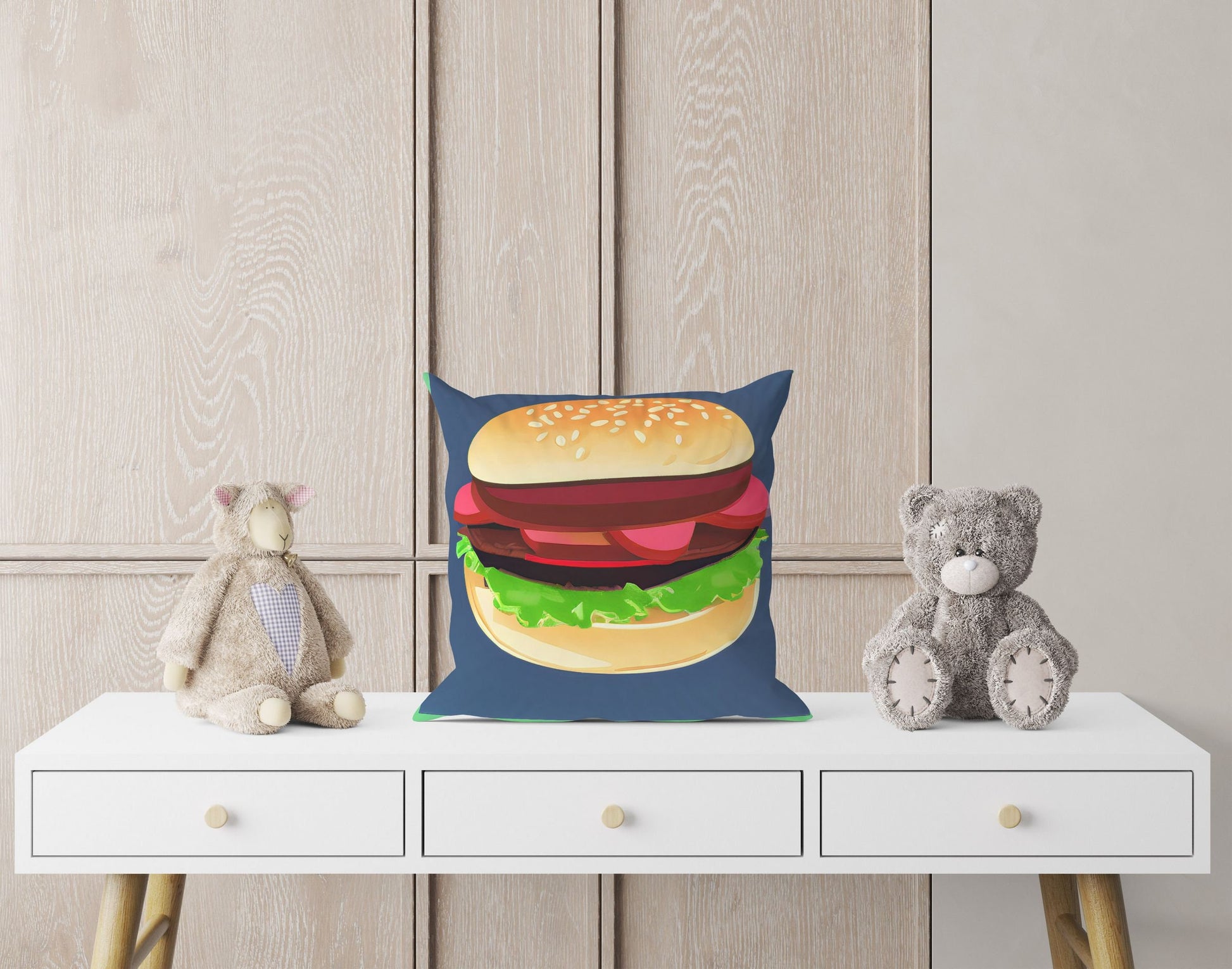 Hamburger Decorative Pillow, Abstract Throw Pillow Cover, Soft Pillow Cases, Beautiful Pillow, Home And Living, Sofa Pillows