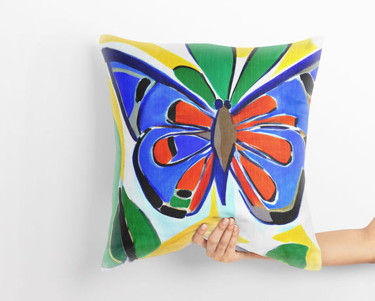 Butterfly Toss Pillow, Abstract Throw Pillow, Soft Pillow Cases, Colorful Pillow Case, Watercolor Pillow Cases, Square Pillow