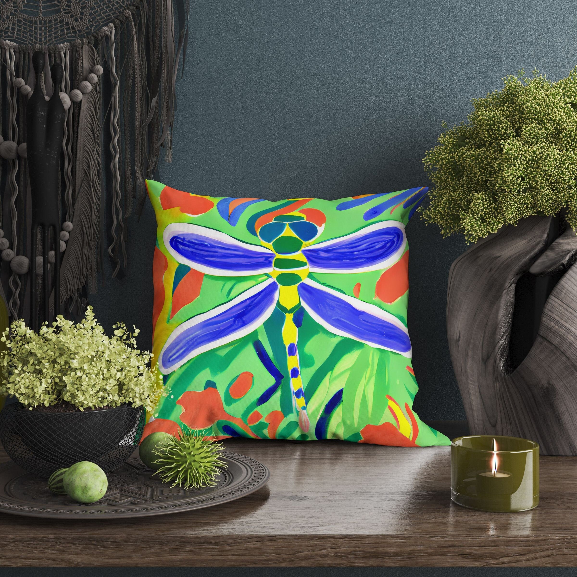 Dragonfly Tapestry Pillows Abstract Pillow Case Designer Pillow Col georgemillerart