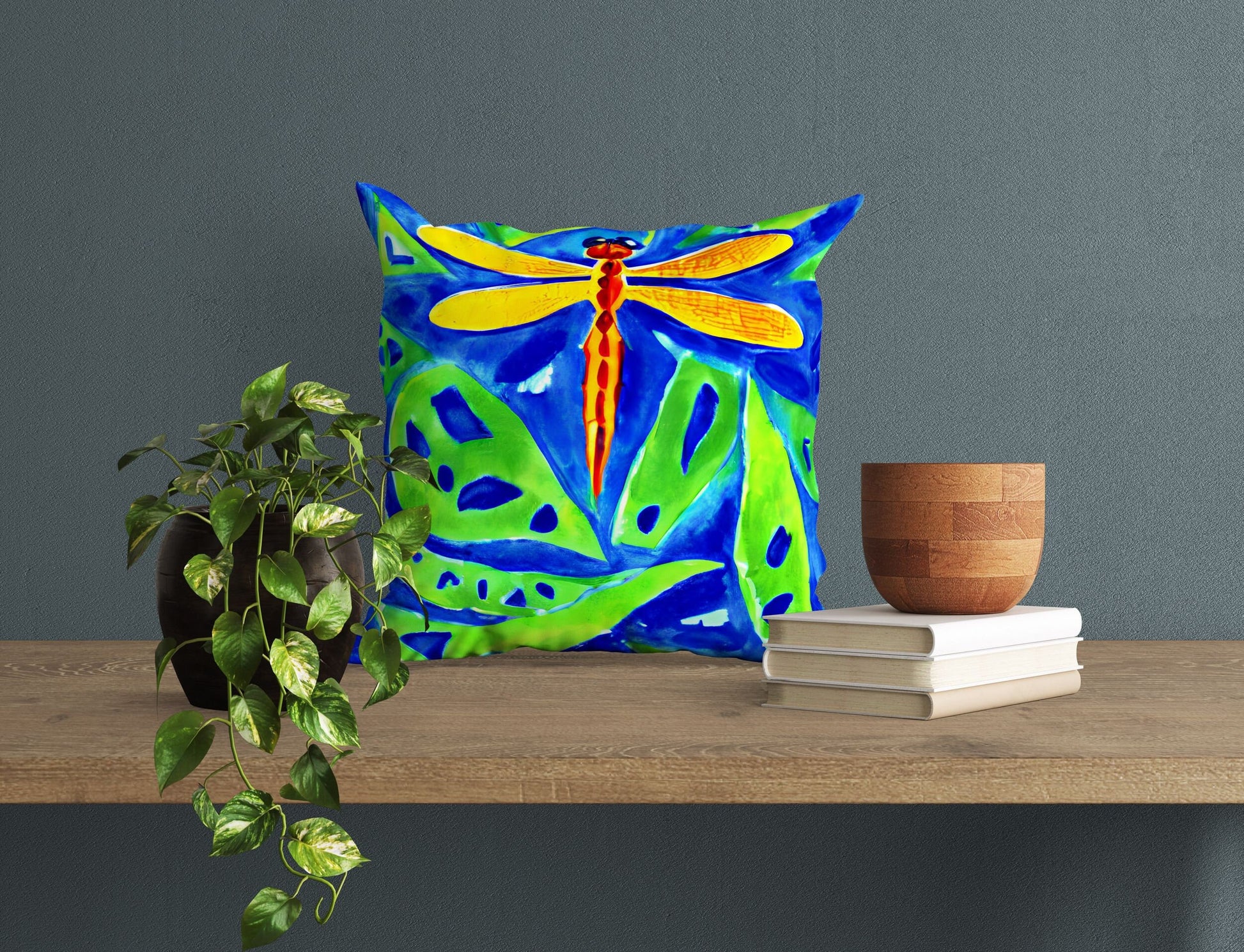 Dragonfly Tapestry Pillows, Bee Pillow Cover, Artist Pillow, Colorful Pillow Case, Watercolor Pillow Cases, 18 X 18 Pillow Covers