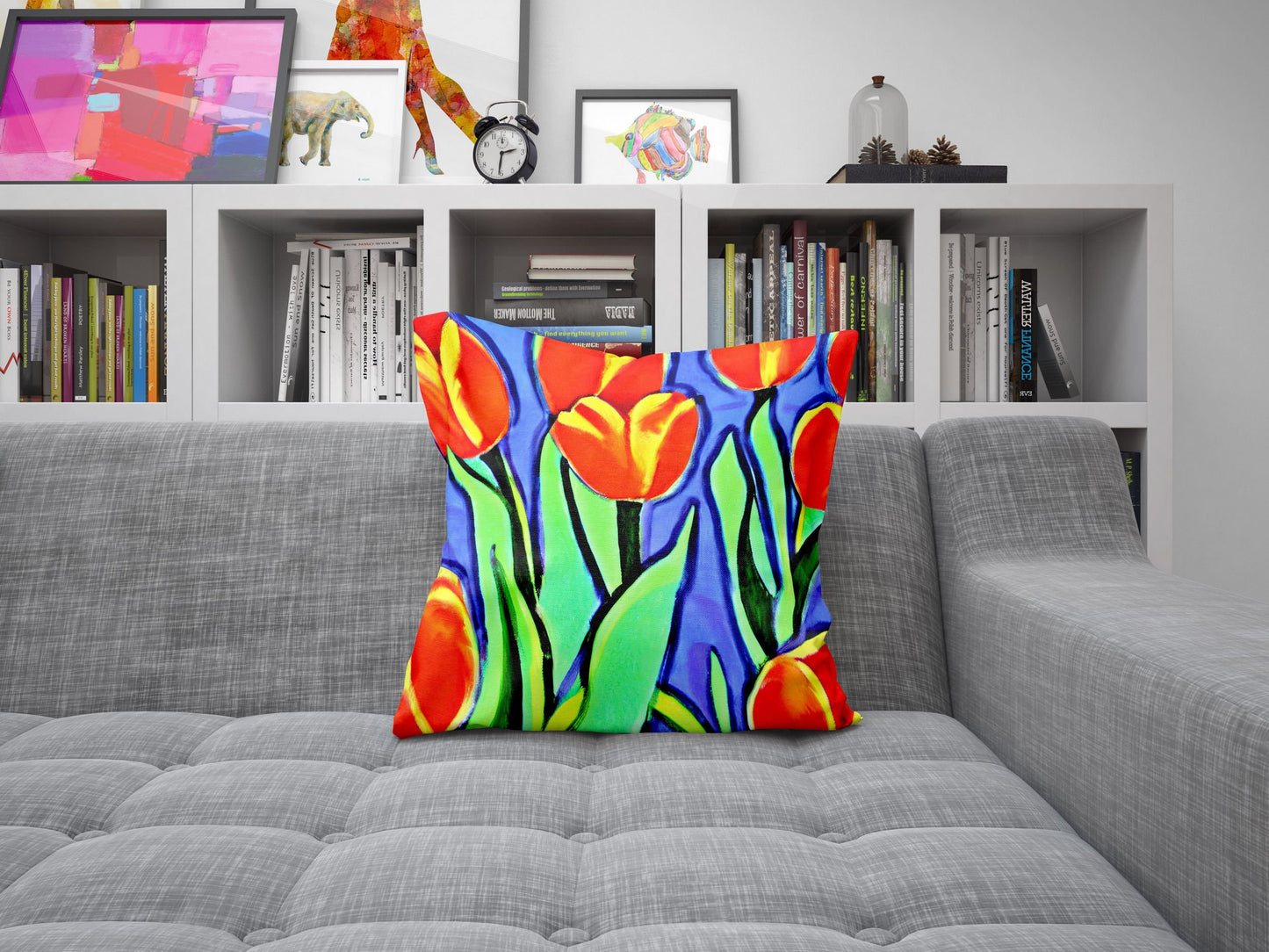 Tulips Decorative Pillow, Abstract Floral Pillow Covers, Comfortable, Colorful Pillow Case, Fashion, Home And Living, Holiday Gift