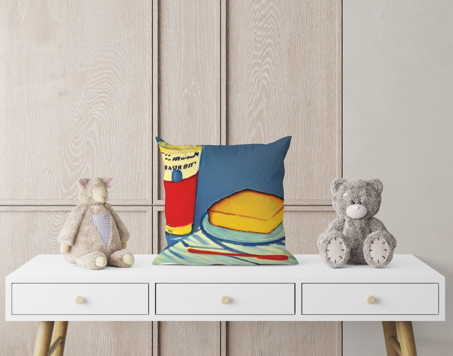 Bread And Drink Toss Pillow, Abstract Pillow, Artist Pillow, Colorful Pillow Case, Modern Pillow, 20X20 Pillow Cover, Home Decor Pillow