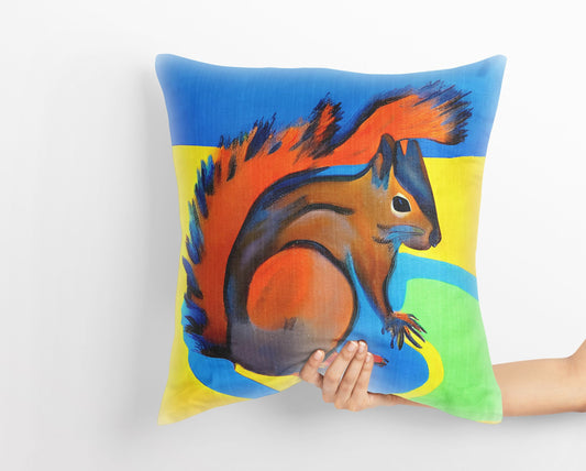 Squirrel Toss Pillow, Abstract Throw Pillow Cover, Artist Pillow, Colorful Pillow Case, Modern Pillow, Christmas Pillow, Pillow Cases Kids