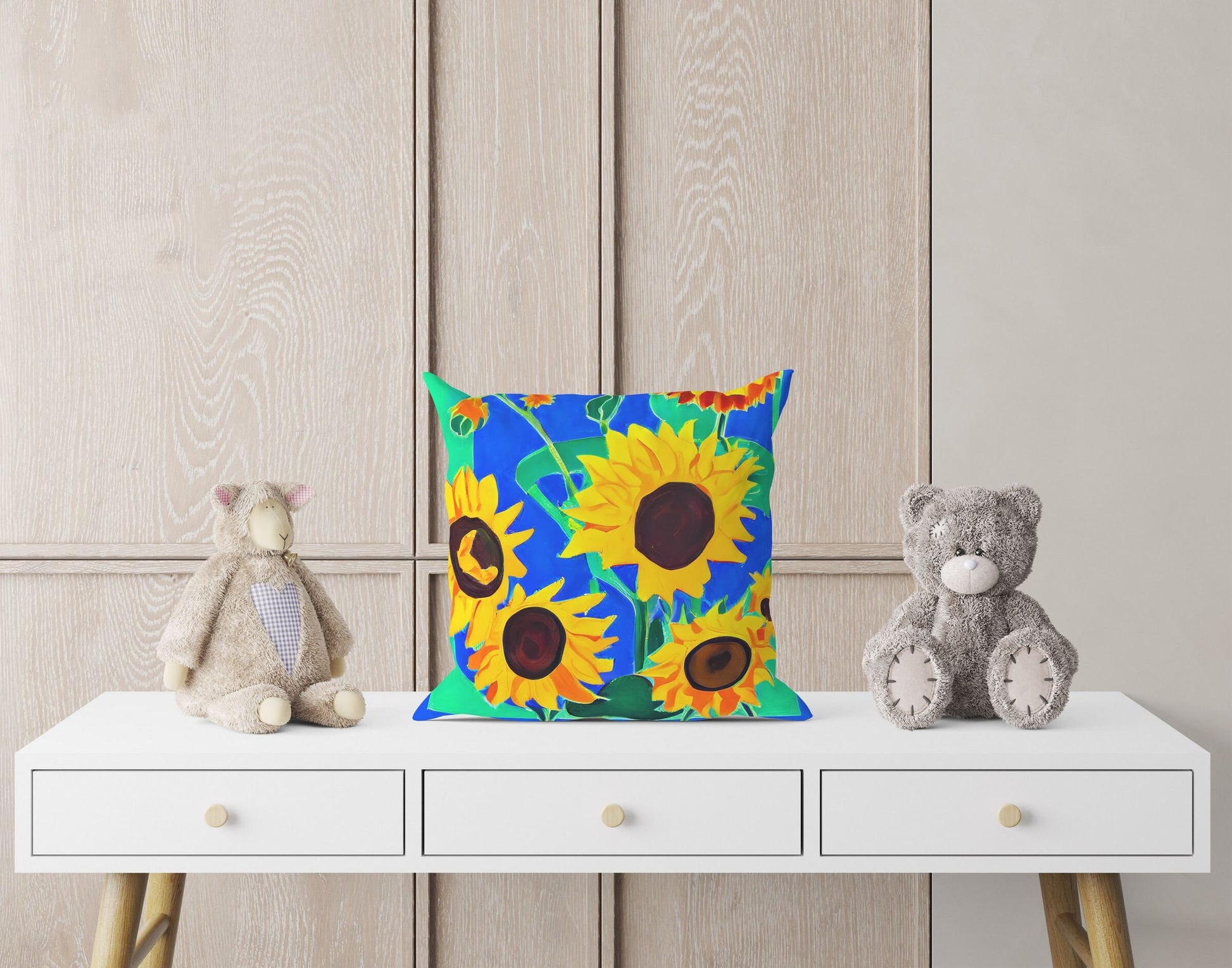 Sunflowers Throw Pillow Cover, Flower Throw Pillow, Designer Pillow, Colorful Pillow Case, Housewarming Gift, Pillow Cases For Kids