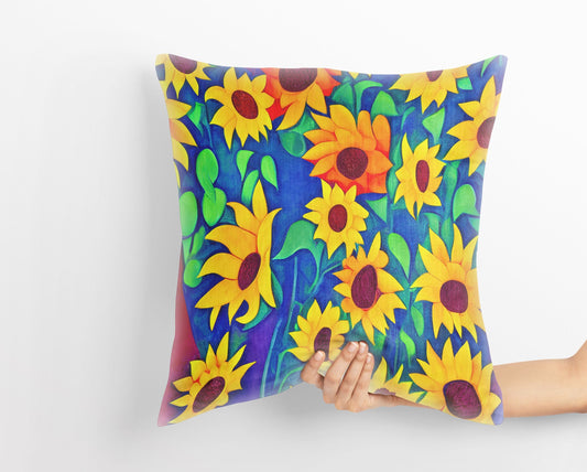 Sunflowers, Decorative Pillow, Floral Pillow, Soft Pillow Cases, Colorful Pillow, Watercolor Pillow Cases, Housewarming Gift, Holiday Gift