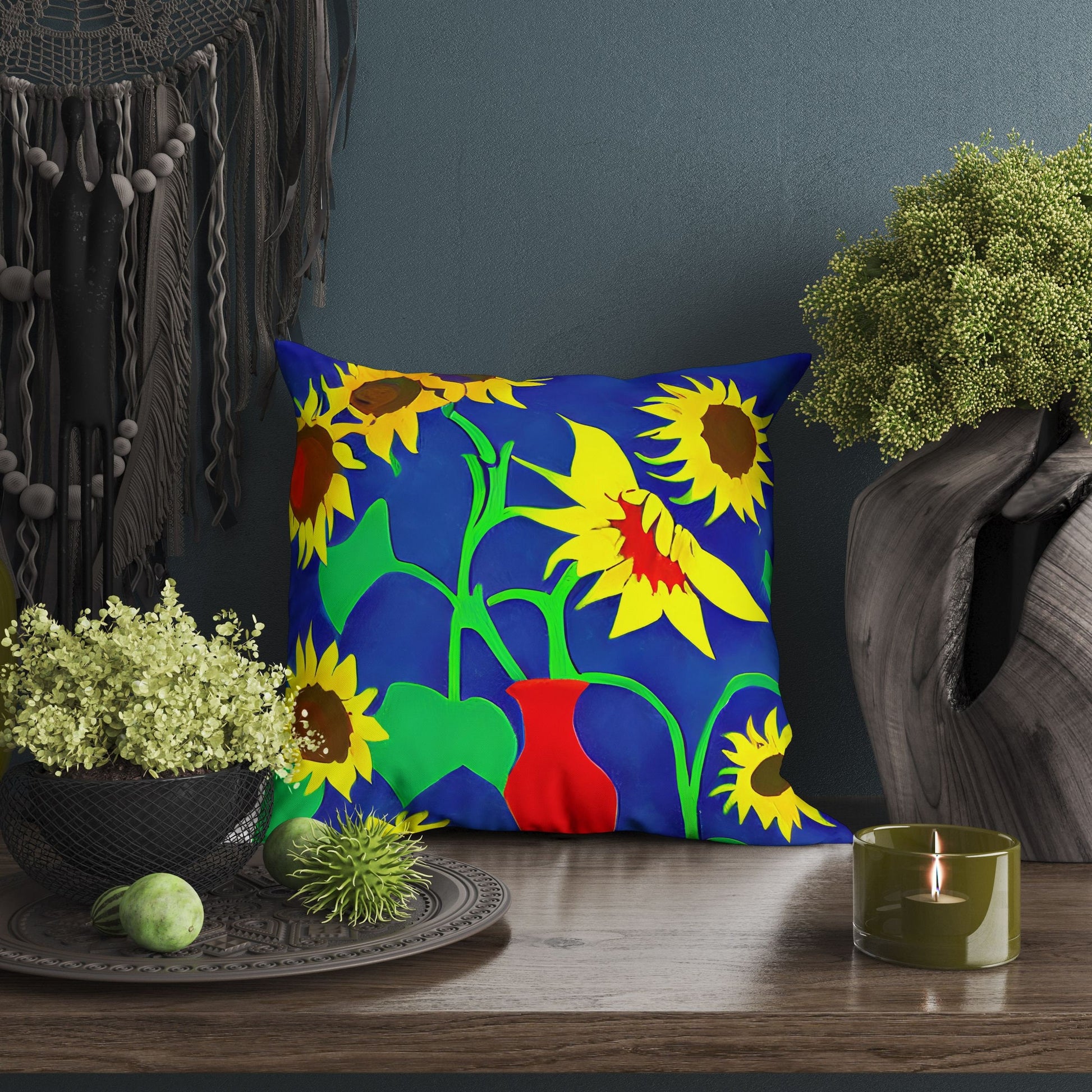 Sunflowers Pillow Case, Floral Throw Pillow, Art Pillow, Colorful Pillow Case, Fashion, Square Pillow, Home Decor Pillow, Abstract Decor