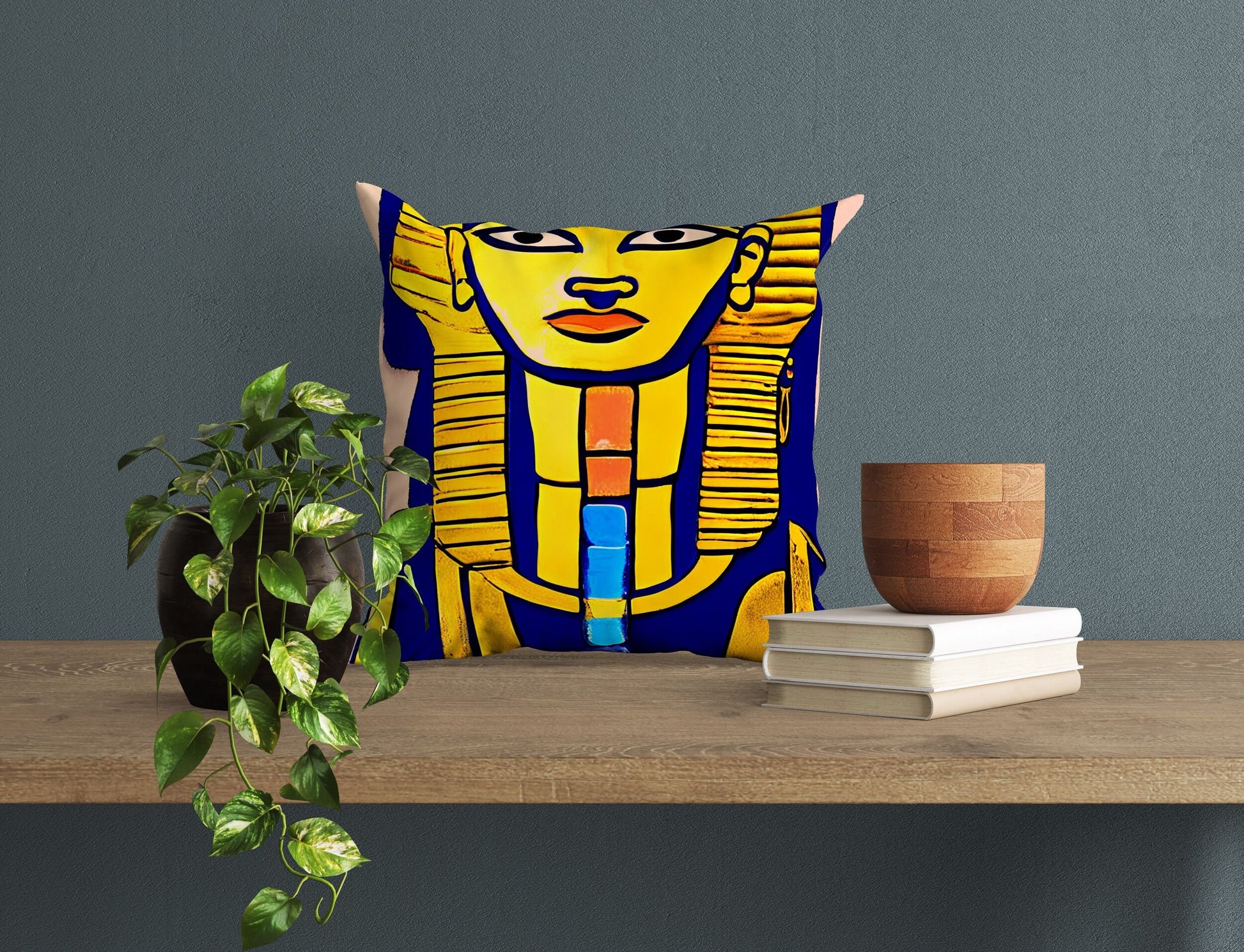 Pharaoh Of Ancient Egypt, Throw Pillow Cover, Abstract Pillow, Art Pillow, Colorful Pillow Case, Beautiful Pillow, Square Pillow
