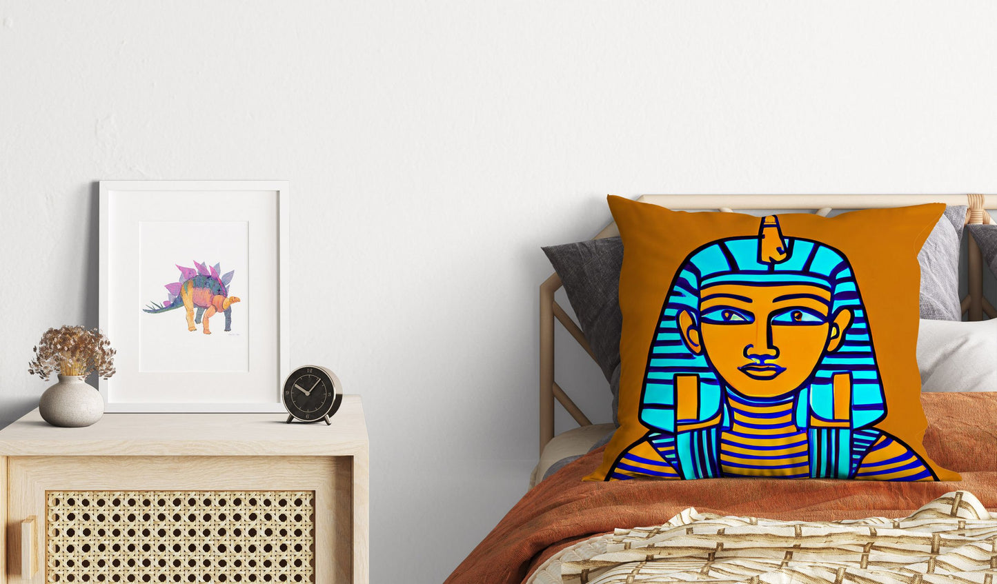 Pharaoh Of Ancient Egypt, Throw Pillow Cover, Abstract Pillow Case, Artist Pillow, Colorful Pillow Case, Modern Pillow, Large Pillow Cases