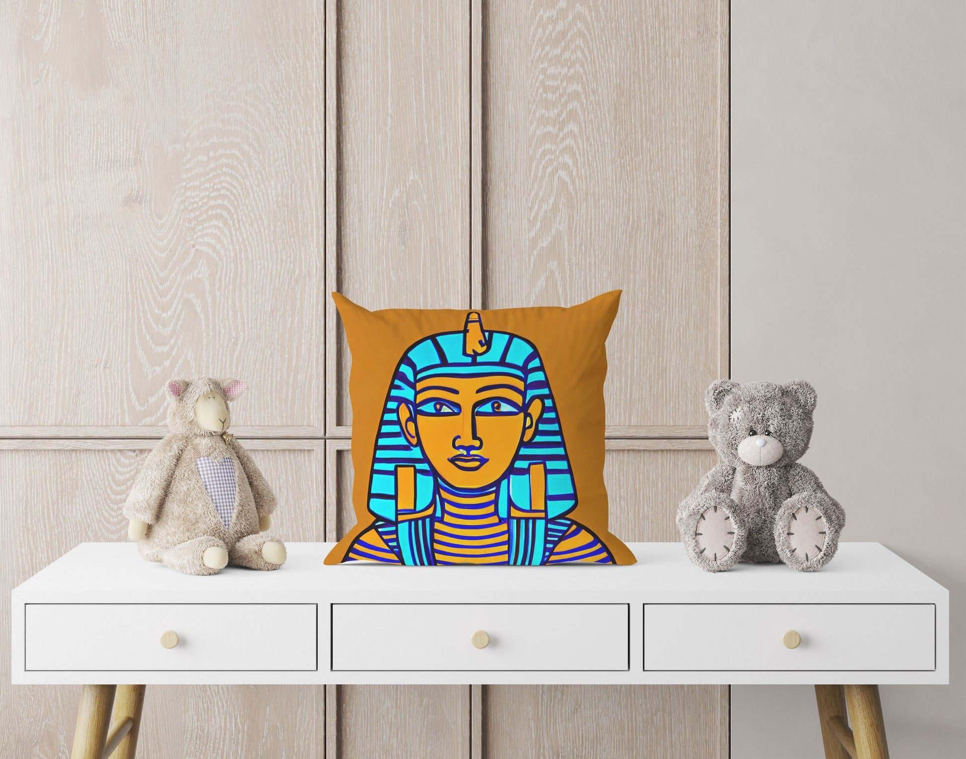 Pharaoh Of Ancient Egypt, Throw Pillow Cover, Abstract Pillow Case, Artist Pillow, Colorful Pillow Case, Modern Pillow, Large Pillow Cases