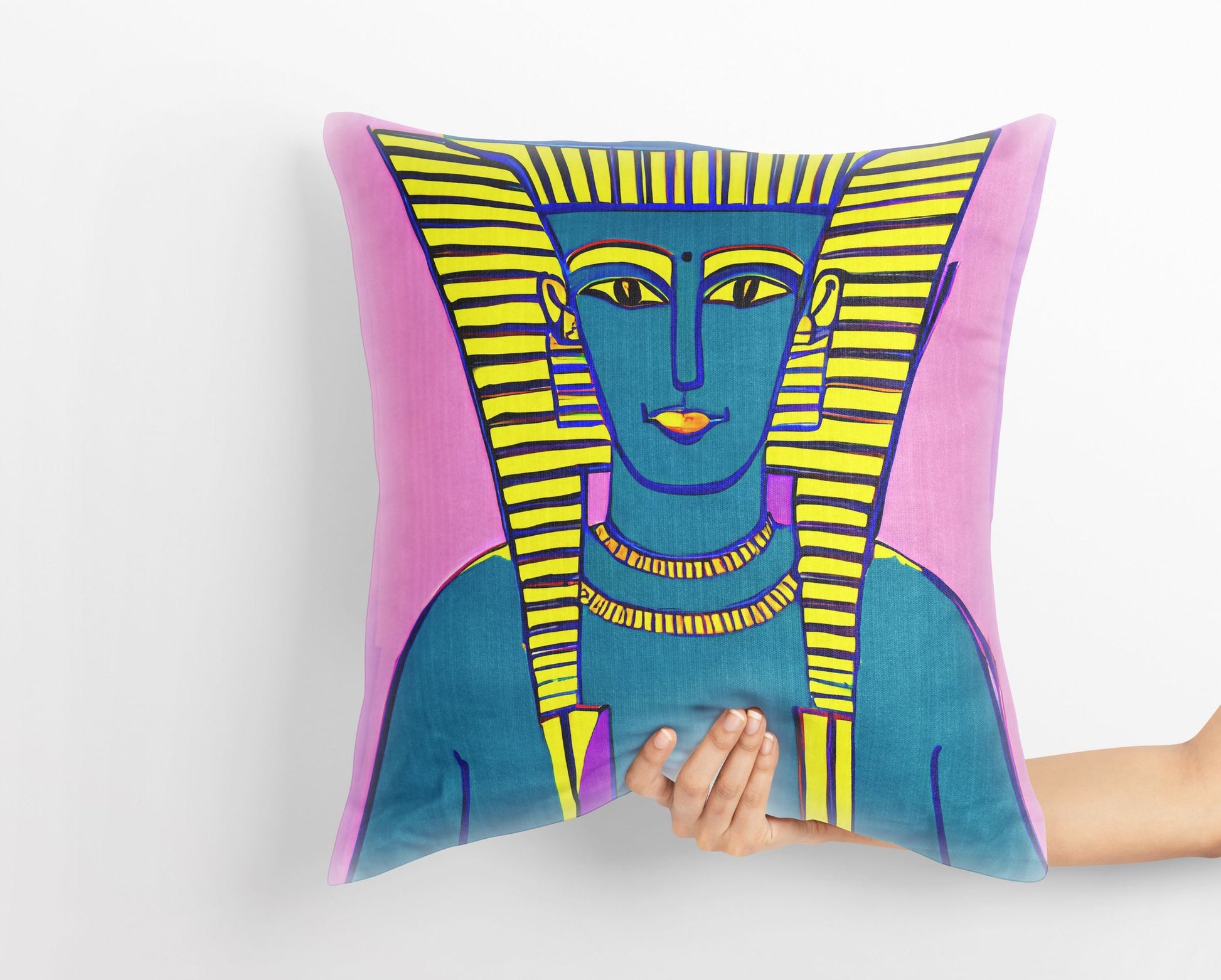 Pharaoh Of Ancient Egypt, Throw Pillow Cover, Abstract Art Pillow, Designer Pillow, Colorful Pillow Case, Watercolor Pillow Cases