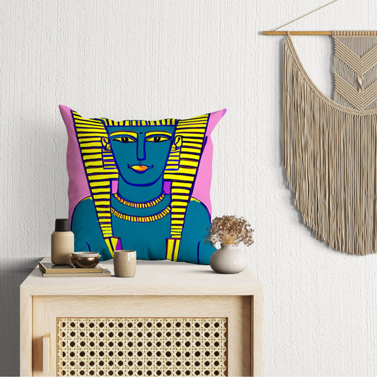 Pharaoh Of Ancient Egypt, Throw Pillow Cover, Abstract Art Pillow, Designer Pillow, Colorful Pillow Case, Watercolor Pillow Cases