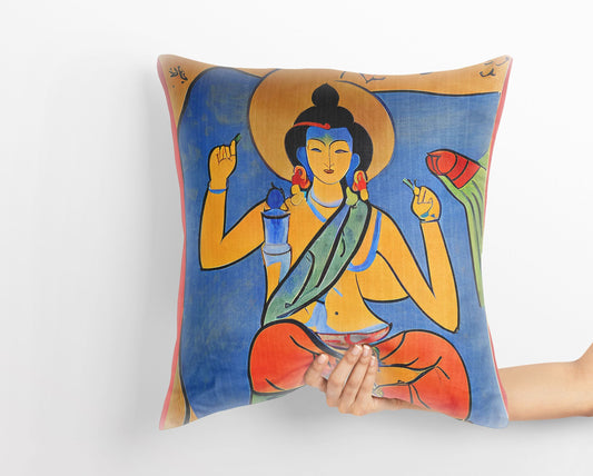 Buddhist Bodhisattva, Throw Pillow, Abstract Art Pillow, Designer Pillow, Colorful Pillow Case, Modern Pillow, 18 X 18 Pillow Covers