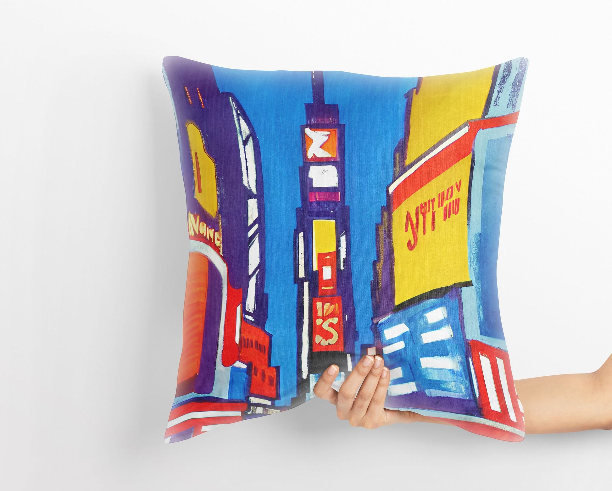 New York Times Square At Night, Pillow Case, Abstract Pillow Case, Art Pillow, Colorful Pillow Case, Modern Pillow, Square Pillow