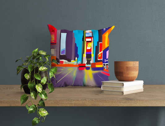 New York Times Square Night View, Throw Pillow, Abstract Throw Pillow, Designer Pillow, Colorful Pillow Case, Modern Pillow, 20X20 Pillow