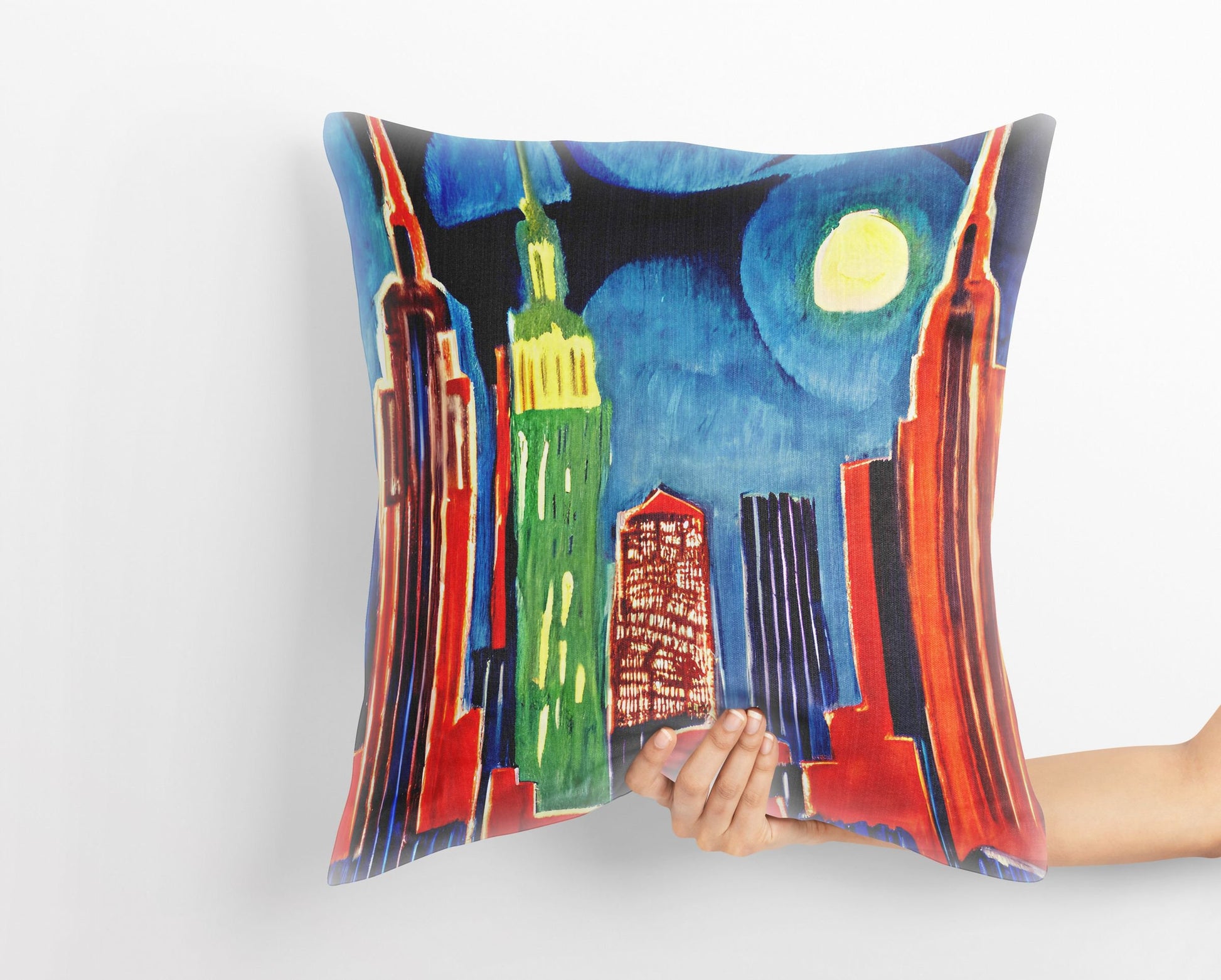 New York At Night, Decorative Pillow, Abstract Throw Pillow Cover, Artist Pillow, Colorful Pillow Case, Modern Pillow, Large Pillow Cases