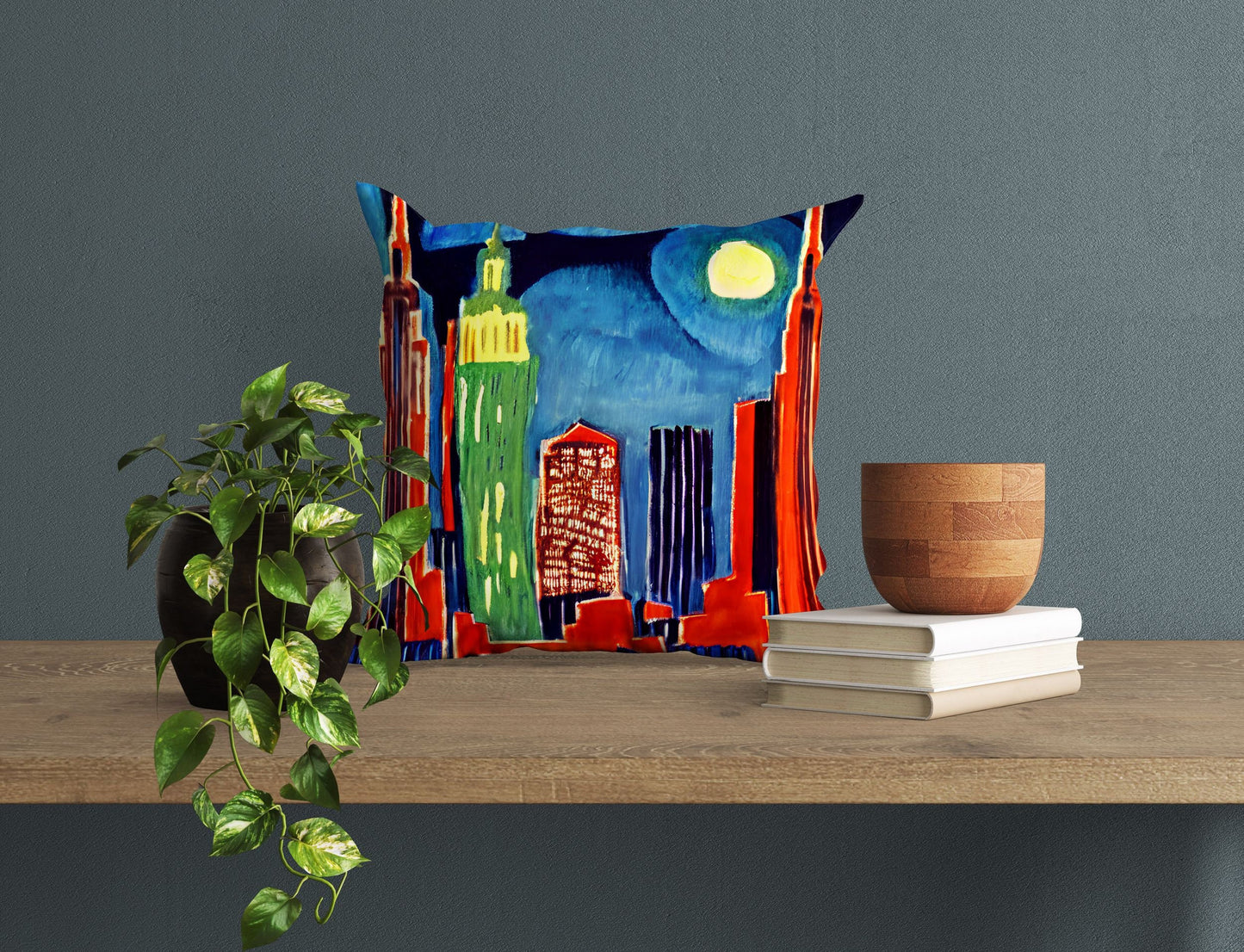 New York At Night, Decorative Pillow, Abstract Throw Pillow Cover, Artist Pillow, Colorful Pillow Case, Modern Pillow, Large Pillow Cases