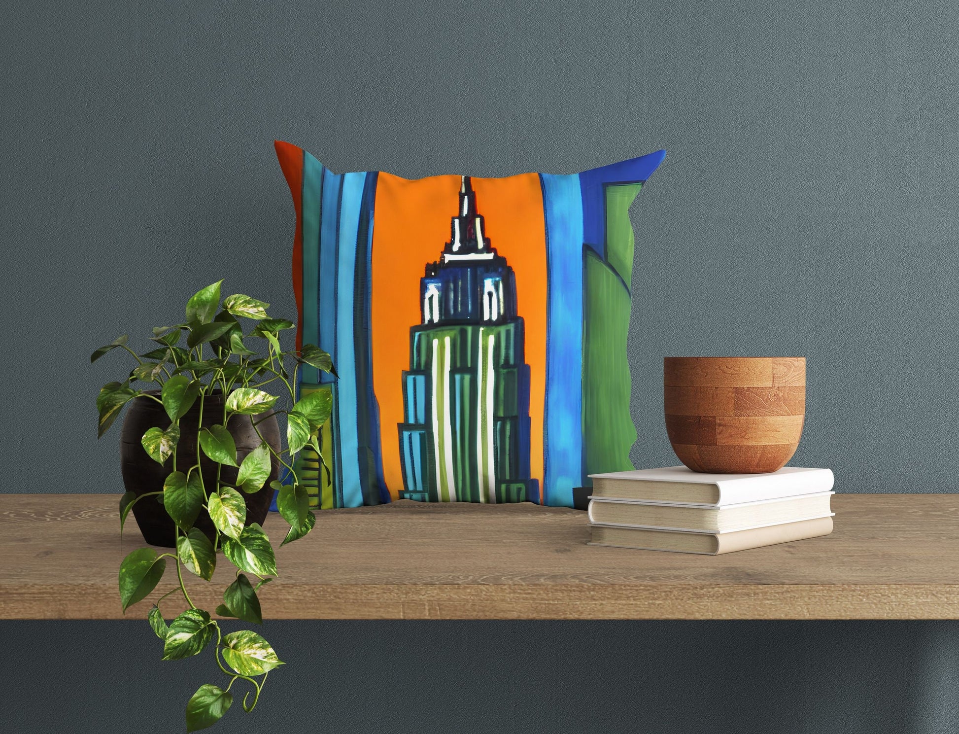 New York Empire State Building, Decorative Pillow, Cat Pillow, Comfortable, Colorful Pillow Case, Contemporary Pillow, 20X20 Pillow Cover