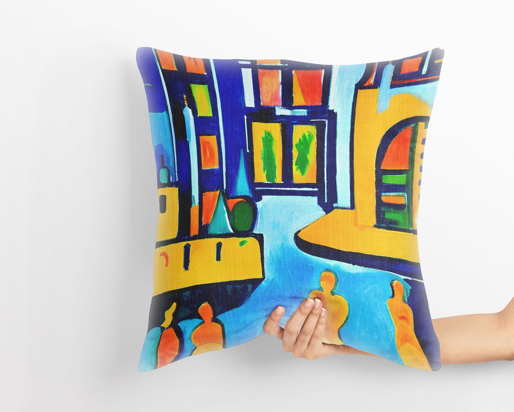 Night View Of Chicago, Throw Pillow, Abstract Throw Pillow Cover, Art Pillow, Colorful Pillow Case, Impressionist Pillow, 18 X 18 Pillow