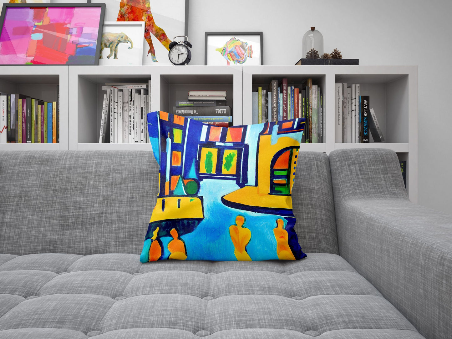 Night View Of Chicago, Throw Pillow, Abstract Throw Pillow Cover, Art Pillow, Colorful Pillow Case, Impressionist Pillow, 18 X 18 Pillow