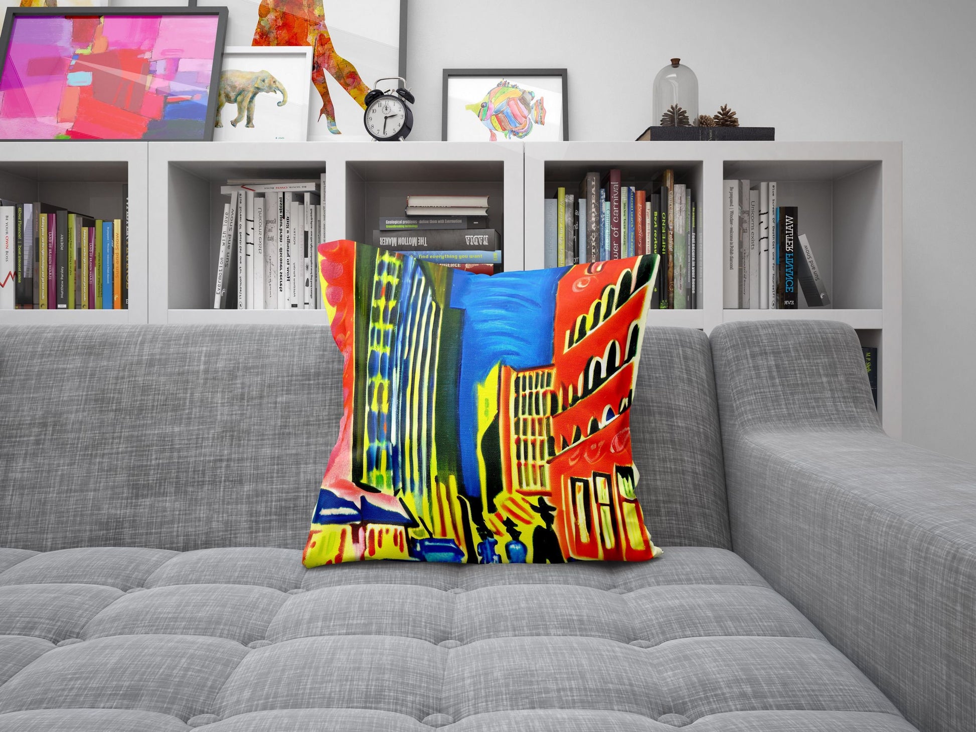 Night View Of Chicago, Toss Pillow, Abstract Pillow, Comfortable, Colorful Pillow Case, Contemporary Pillow, Square Pillow, Home Decor