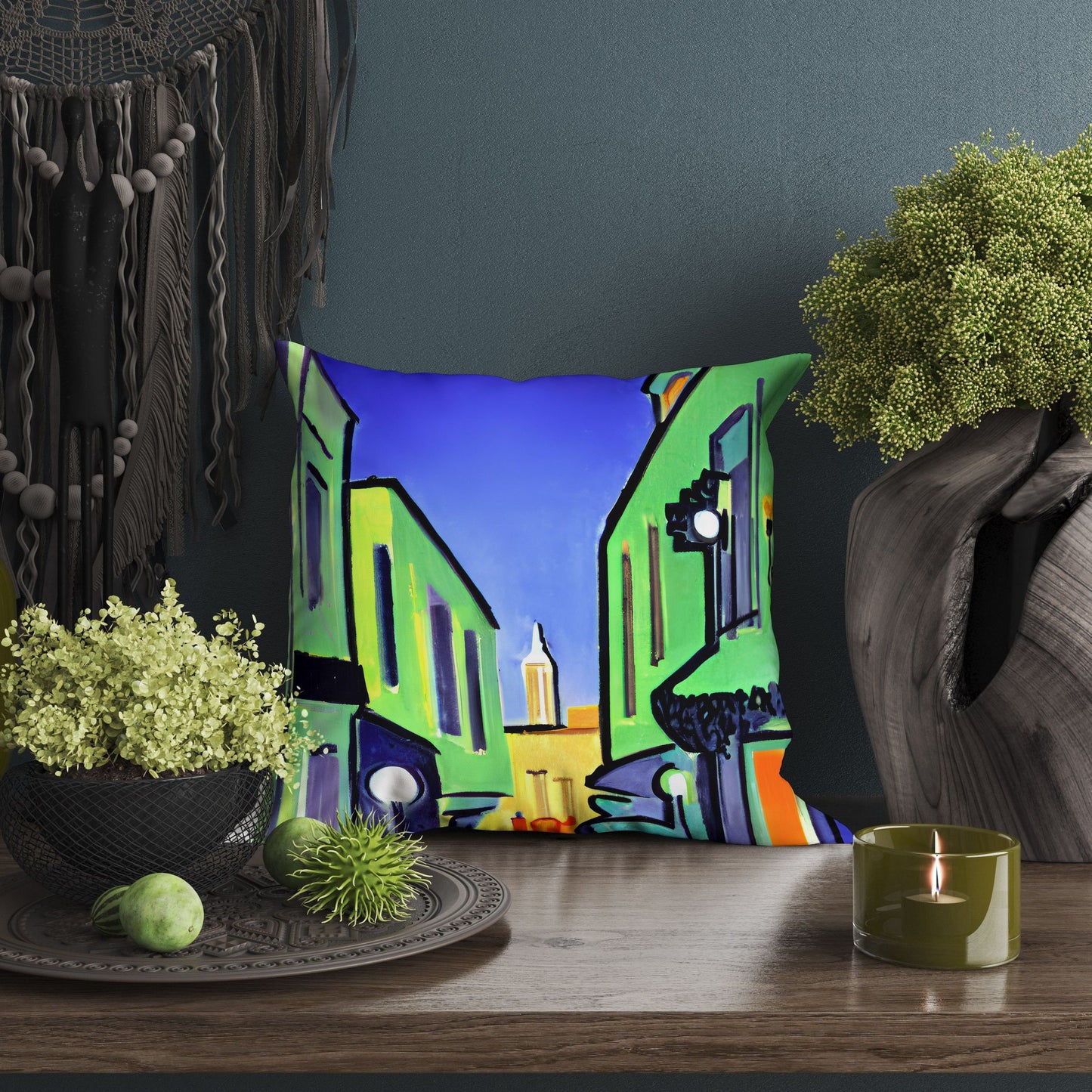 Night View Of Los Angeles, Tapestry Pillows, Abstract Art Pillow, Artist Pillow, Colorful Pillow Case, Impressionist Pillow, Large Pillow