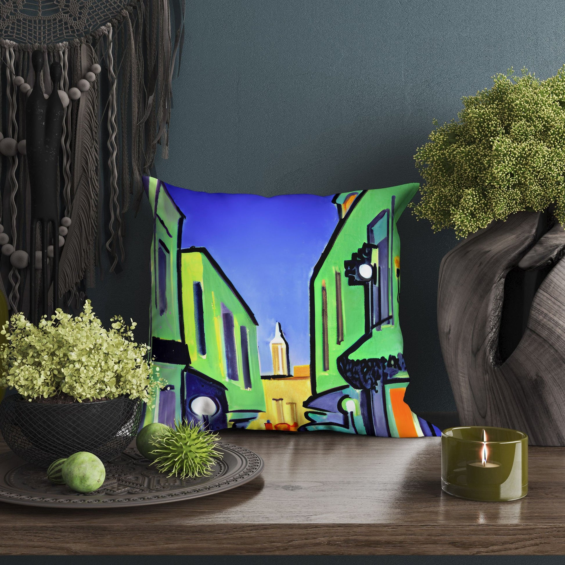 Night View Of Los Angeles, Tapestry Pillows, Abstract Art Pillow, Artist Pillow, Colorful Pillow Case, Impressionist Pillow, Large Pillow