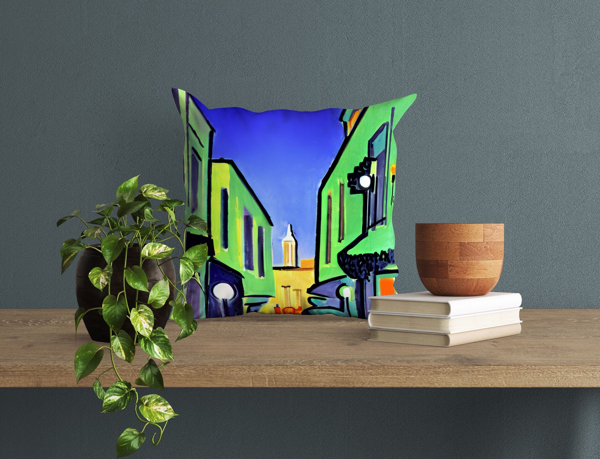 Night View Of Los Angeles, Tapestry Pillows, Abstract Art Pillow, Artist Pillow, Colorful Pillow Case, Impressionist Pillow, Large Pillow