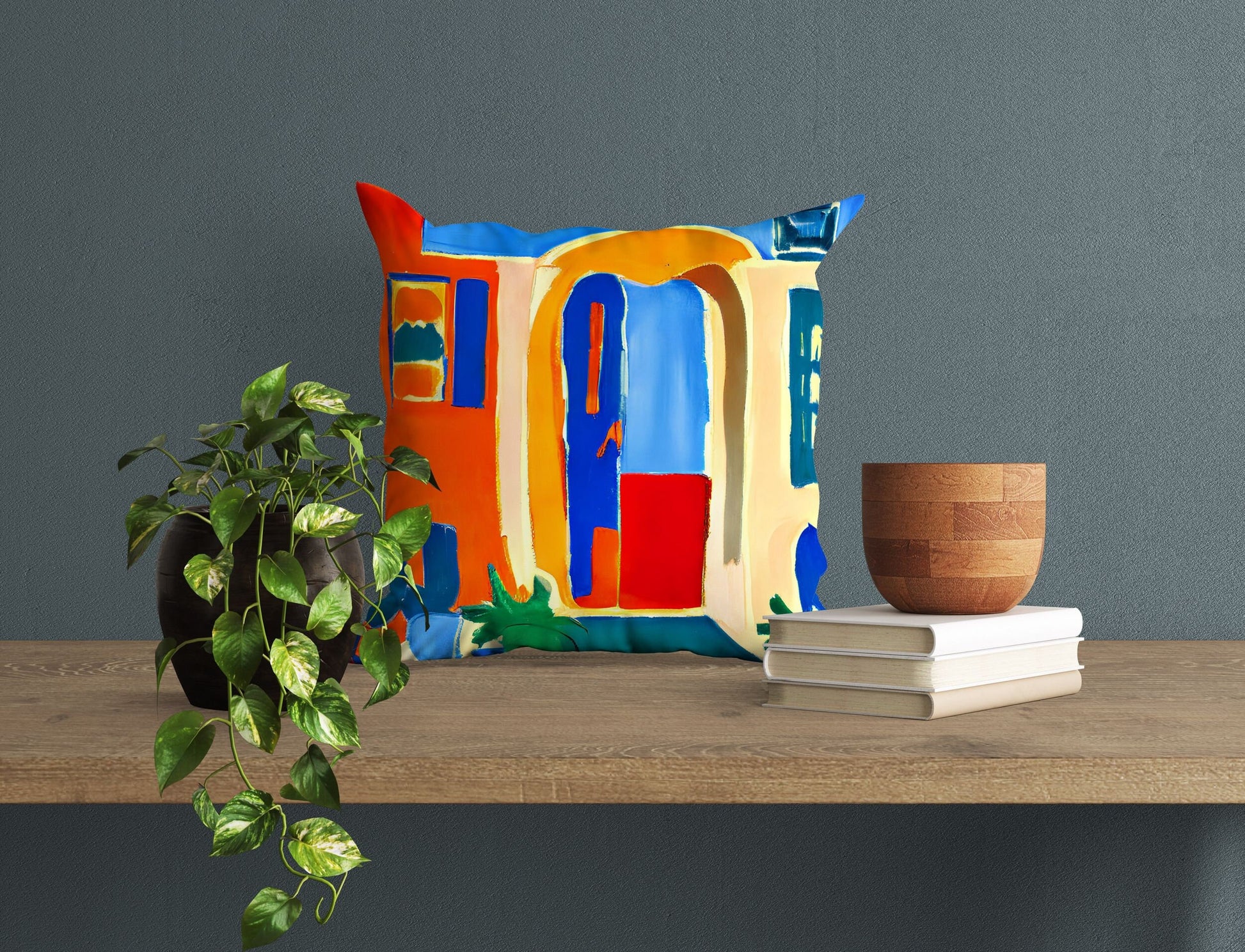 A Parisian Courtyard, Toss Pillow, Abstract Throw Pillow Cover, Soft Pillow Cases, Colorful Pillow Case, Contemporary Pillow, 24X24 Pillow