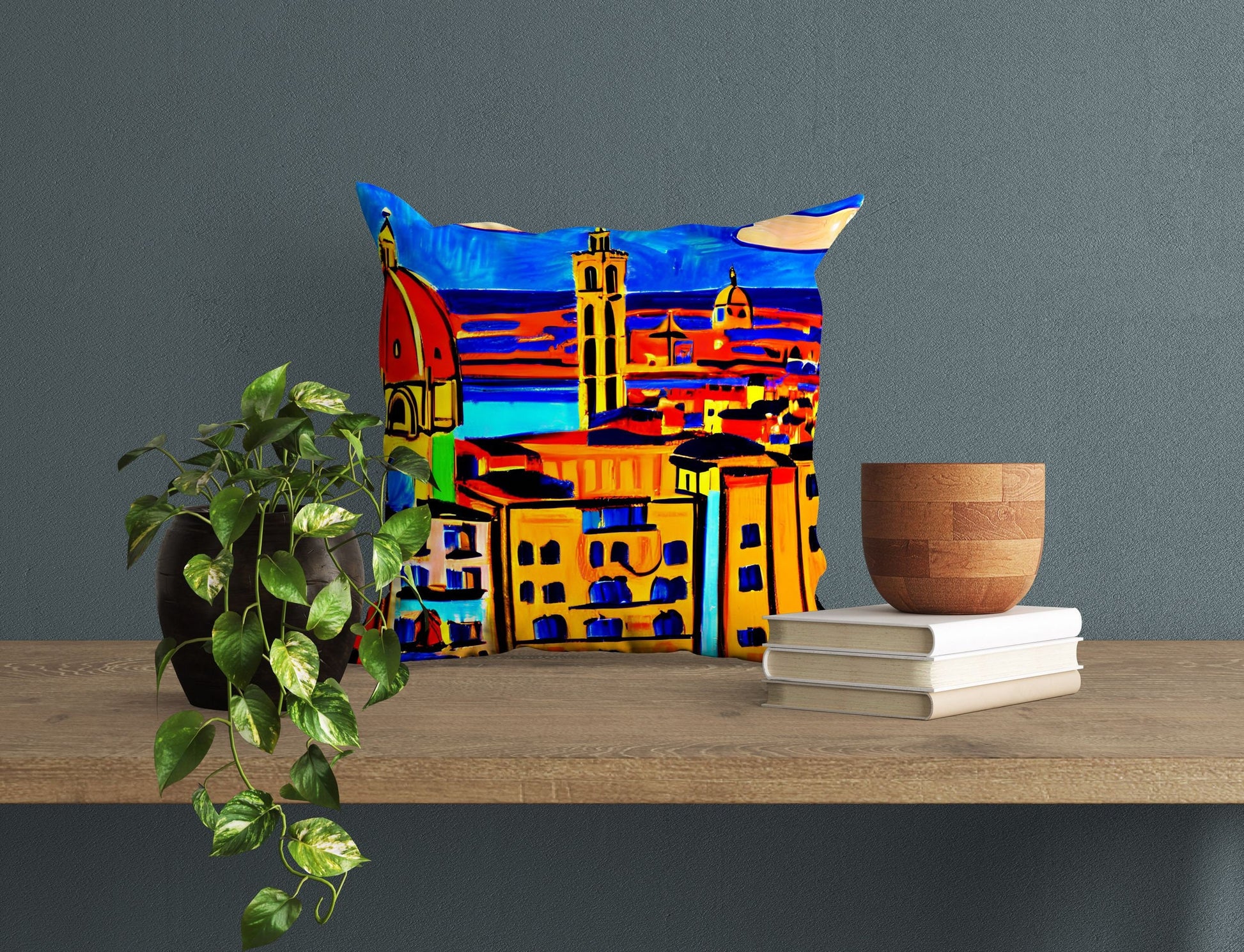 Florence City View, Throw Pillow Cover, Abstract Throw Pillow, Artist Pillow, Colorful Pillow Case, Contemporary Pillow, Nursery Decor