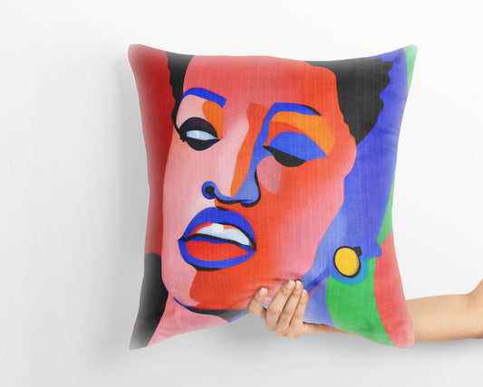 Billie Holiday Jazz Music Toss Pillow, Abstract Art Pillow, Soft Pillow Cases, Colorful Pillow Case, Impressionist Pillow, Pillow Cases Kids