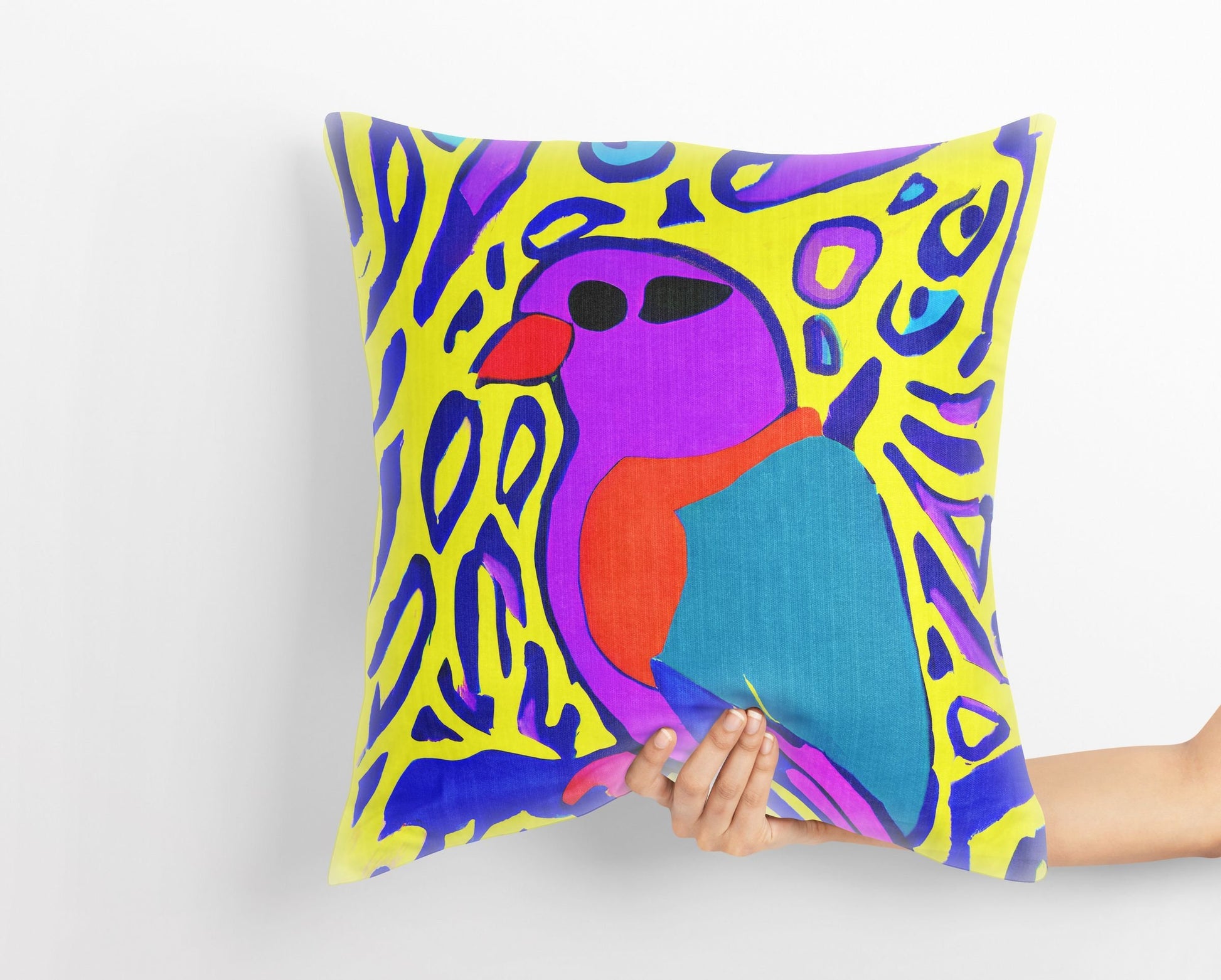 Abstract Bird Toss Pillow, Abstract Art Pillow, Colorful Pillow Case, Modern Pillow, Large Pillow Cases, Nursery Pillows, Abstract Decor