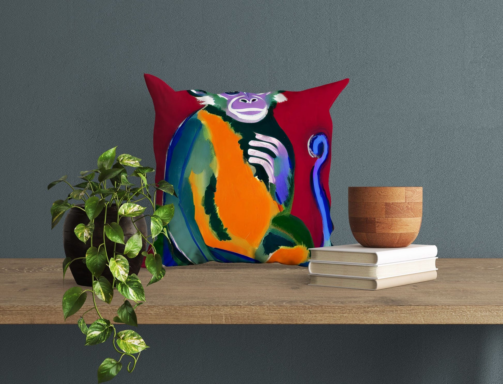 Monkey Wildlife Throw Pillow Cover, Abstract Throw Pillow, Designer Pillow, Modern Pillow, 20X20 Pillow Cover, Nursery Pillows, Abstract