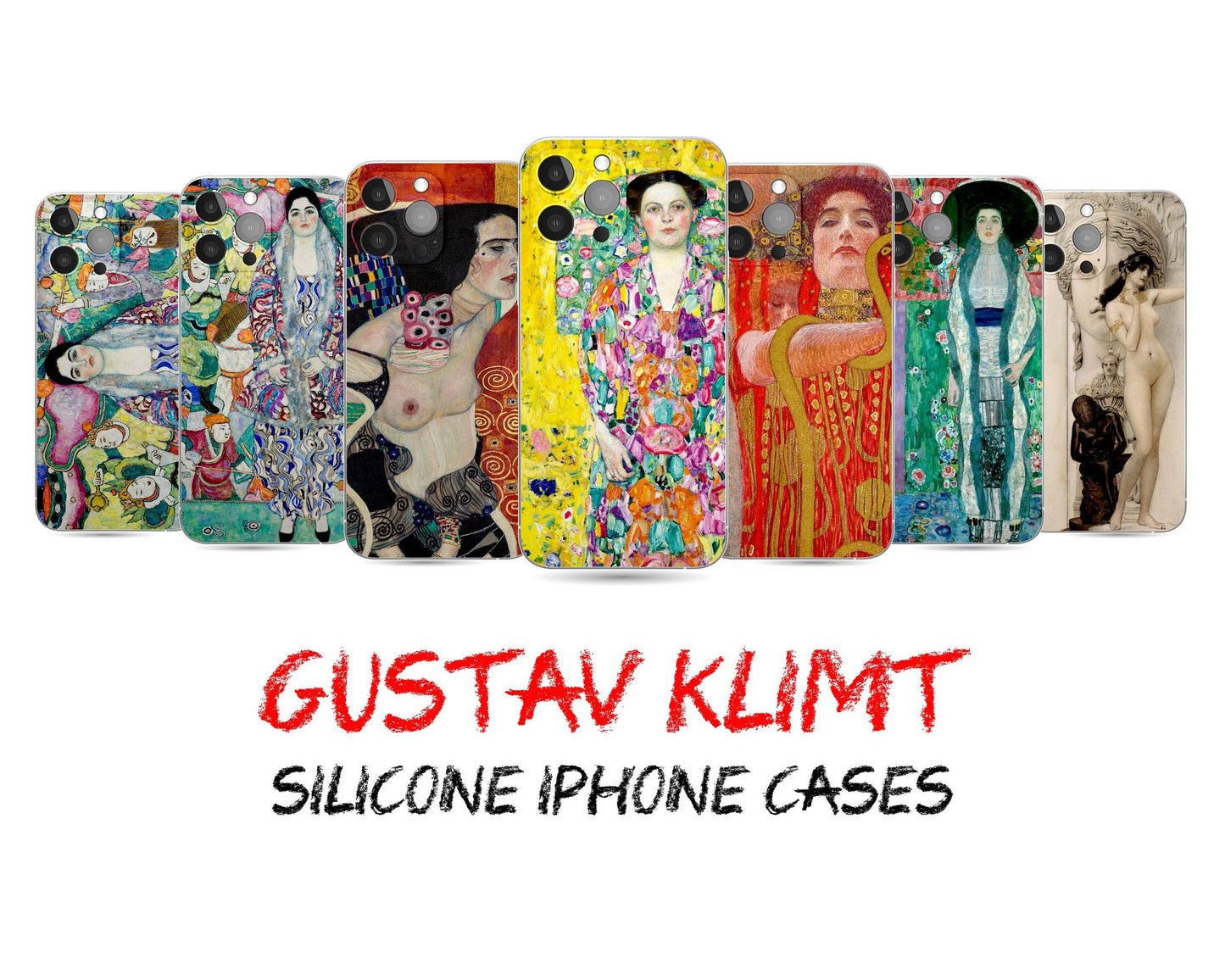 Gustav Klimt Art iPhone 14 Pro Case, Iphone Xs Case, Iphone 8 Plus Case Art, Aesthetic Iphone, Birthday Gift, Iphone Case Silicone